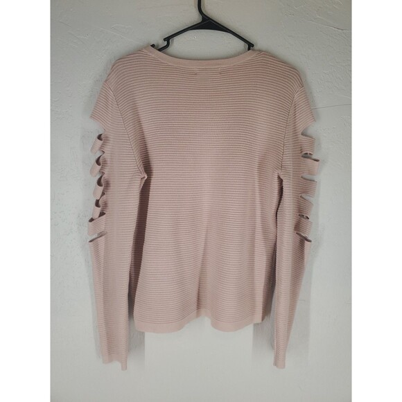Jennifer Lopez Light Pink Ribbed Long Sleeve Slit Accent Sweater Size Large - Picture 8 of 8